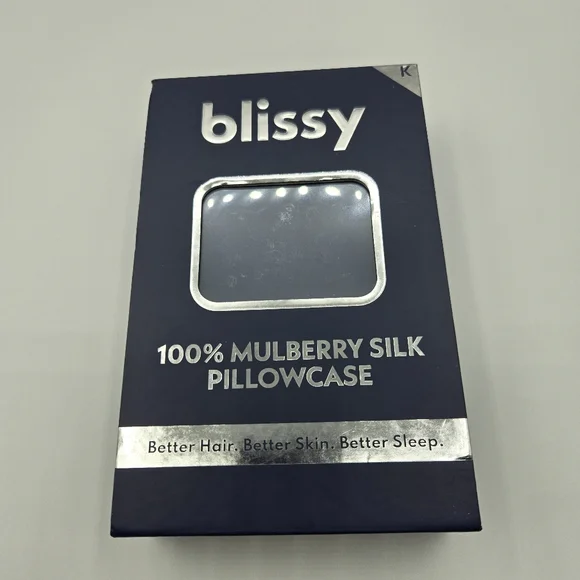 2 x NWT Blissy Mulberry Silk Pillowcase, Navy Blue, King Size - Picture 5 of 7